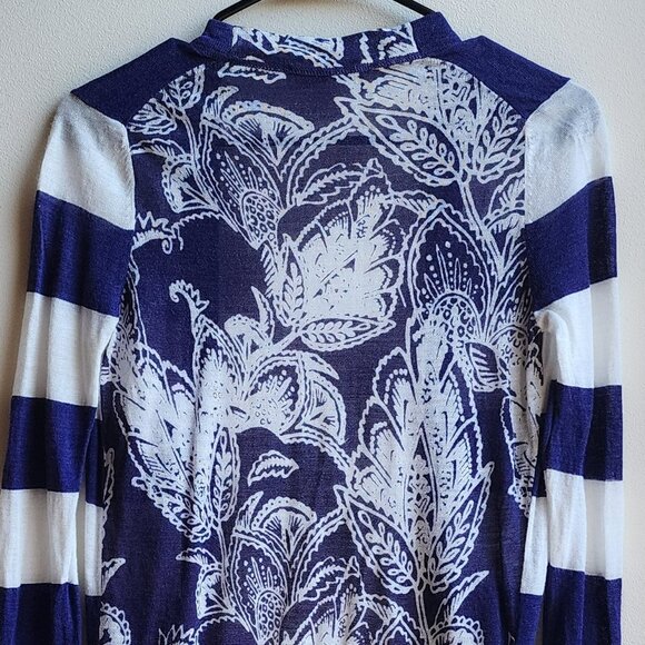 LOFT Purple/White Striped Mixed Media Cardigan Sweater Size Small - Picture 14 of 15